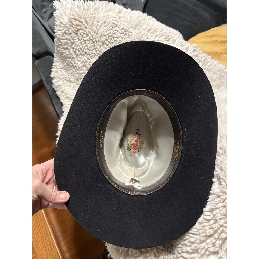Akubra Kiandra Australian Cowboy Outback Black Pure Fur Felt Hat Size 54 - Picture 10 of 10